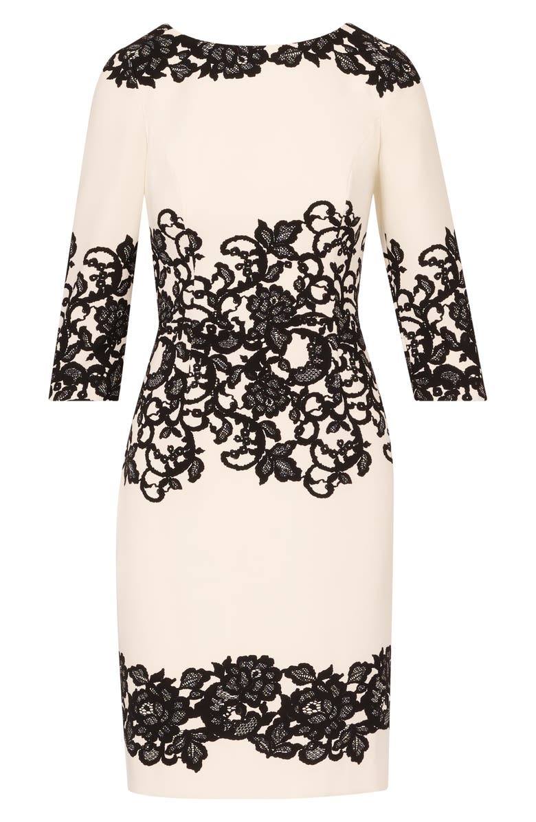 Adrianna Papell Scroll Lace Sheath Dress, Alternate, color, 
