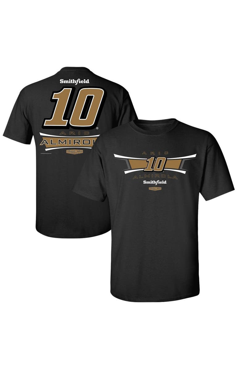 STEWART-HAAS RACING Men's Stewart-Haas Racing Team Collection Black Aric Almirola Lifestyle 2-Spot T-Shirt, Alternate, color, Black