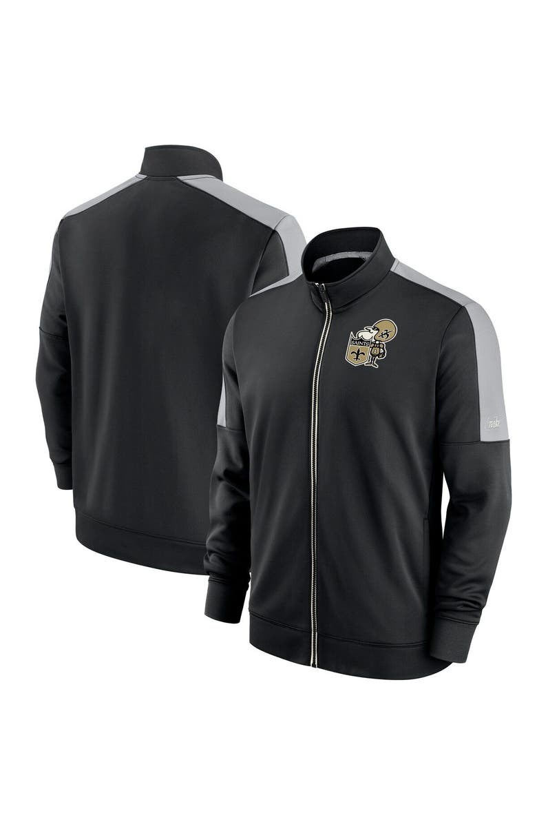 Nike Men's Nike Black New Orleans Saints Historic Track Full-Zip Jacket, Main, color, 