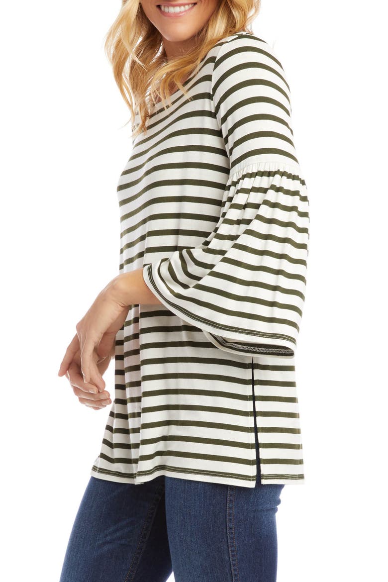 Stripe Bell Sleeve Top, Alternate, color, OLIVE