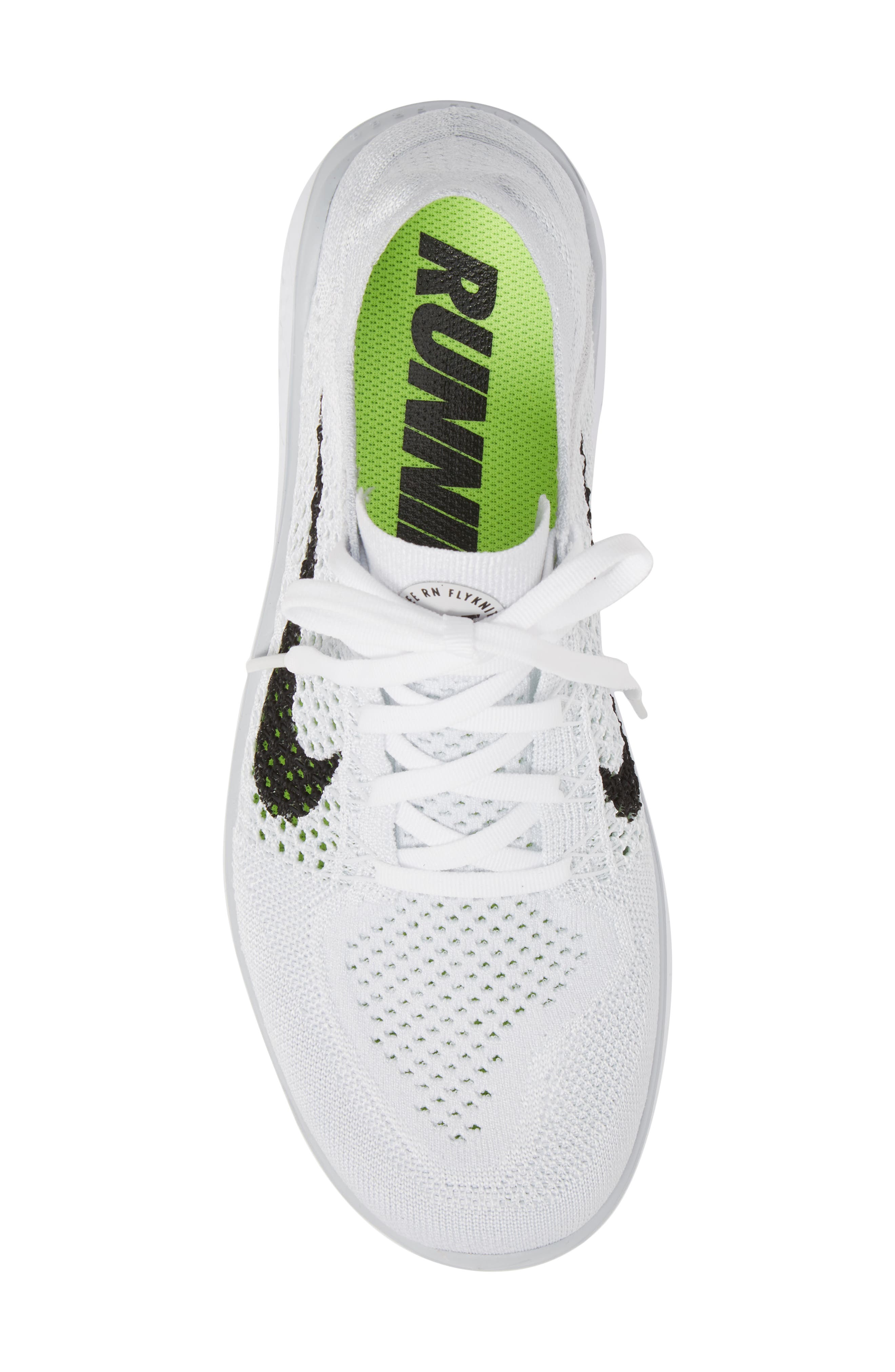 Free RN Flyknit 2018 Running Shoe, Alternate, color, WHITE/ BLACK/ PURE PLATINUM