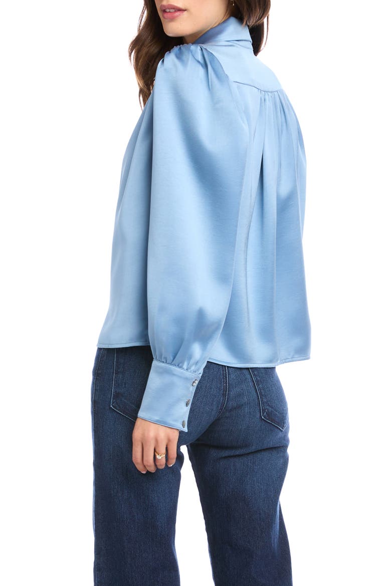 Blouson Satin Blouse, Alternate, color, DUSTY BLUE