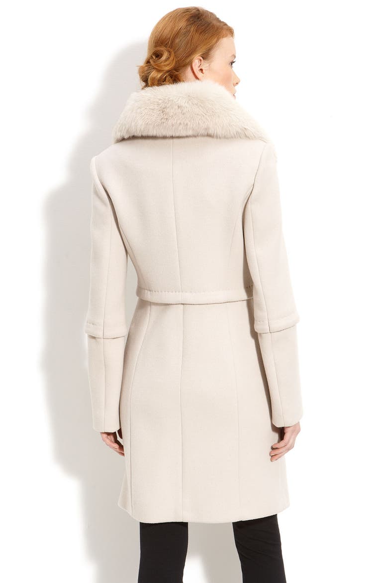 Wool Coat with Fox Fur Trim, Alternate, color, MACRAME