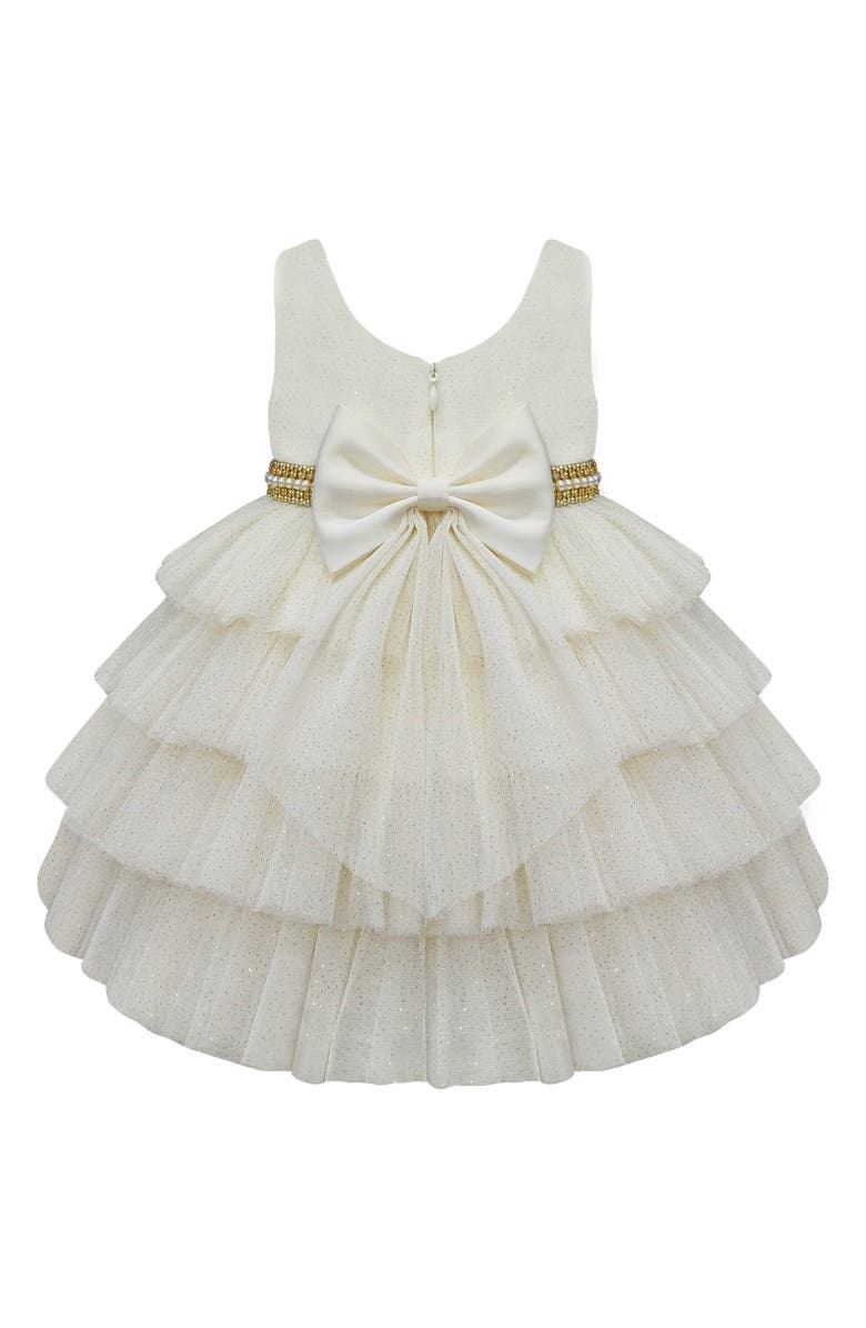 AMERICAN PRINCESS Embellished Tiered Party Dress & Bloomers, Alternate, color, Candlelight