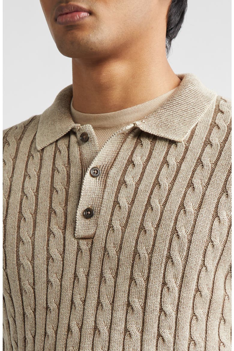 Pigment Dyed Cable Knit Cotton Polo, Alternate, color, BEIGE