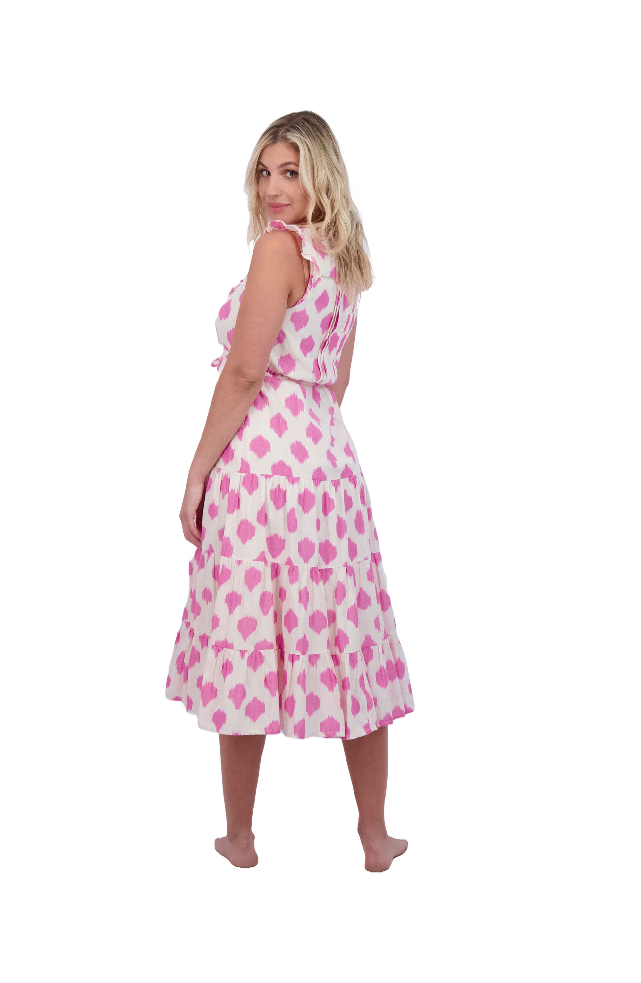 Mer St. Barth Giselle Women's Maxi Dress White Pink Ikat (Women ...