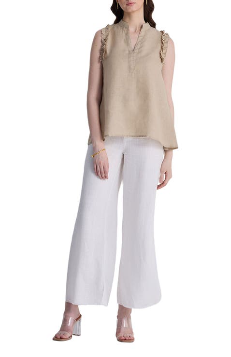Sleeveless Hemp Top with Ruffles