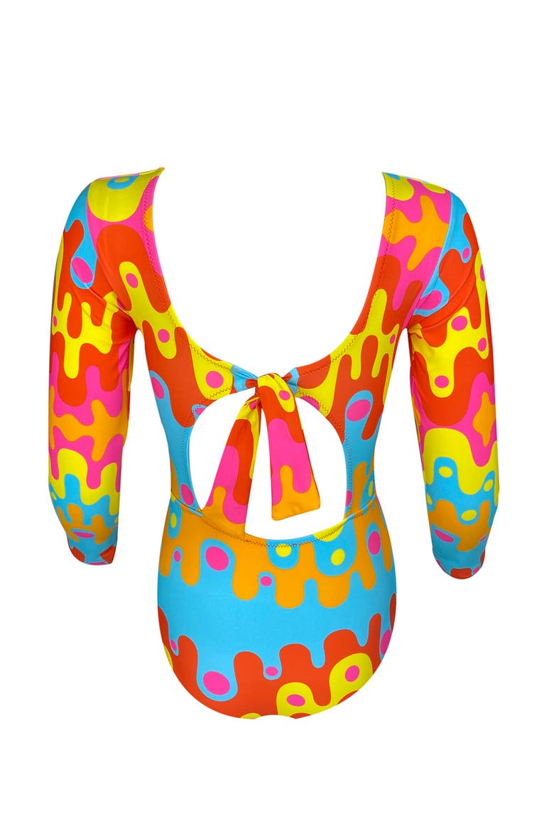 Abstract Lava Flow Long-Sleeve Rushguard, Alternate, color, Multicolor