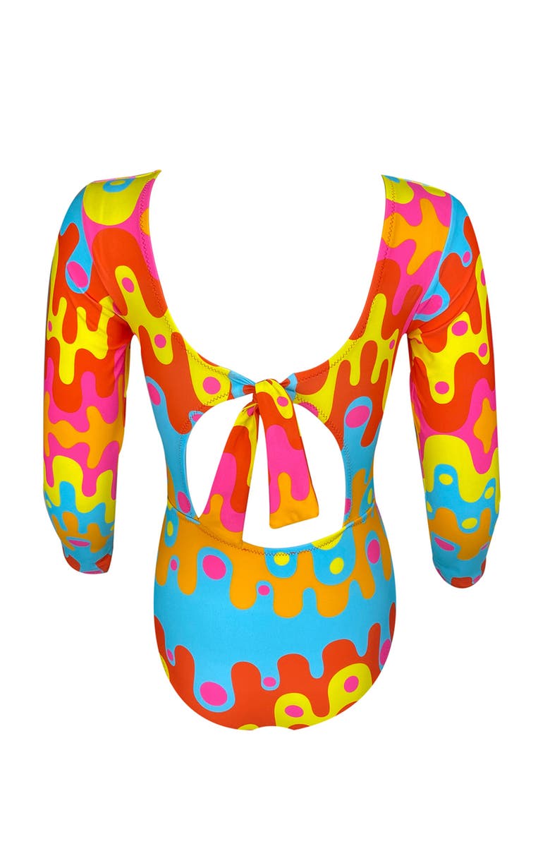 NESSI BYRD Abstract Lava Flow Long-Sleeve Rushguard, Alternate, color, Multicolor