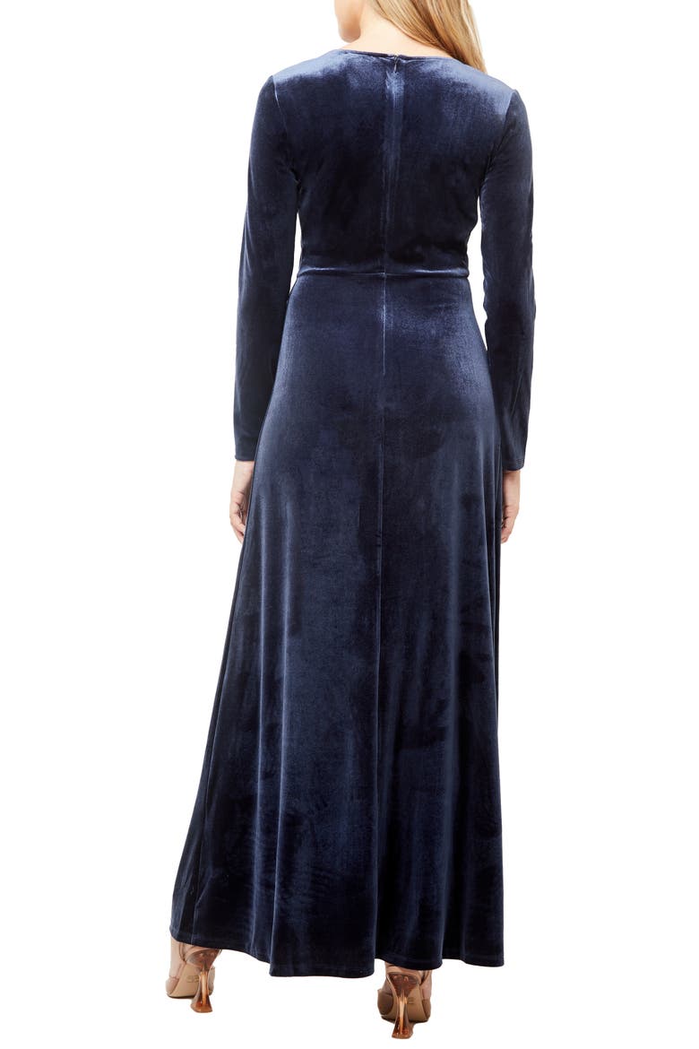 Love by Design Long Sleeve Velvet Maxi Dress, Alternate, color, MIDNIGHT NAVY