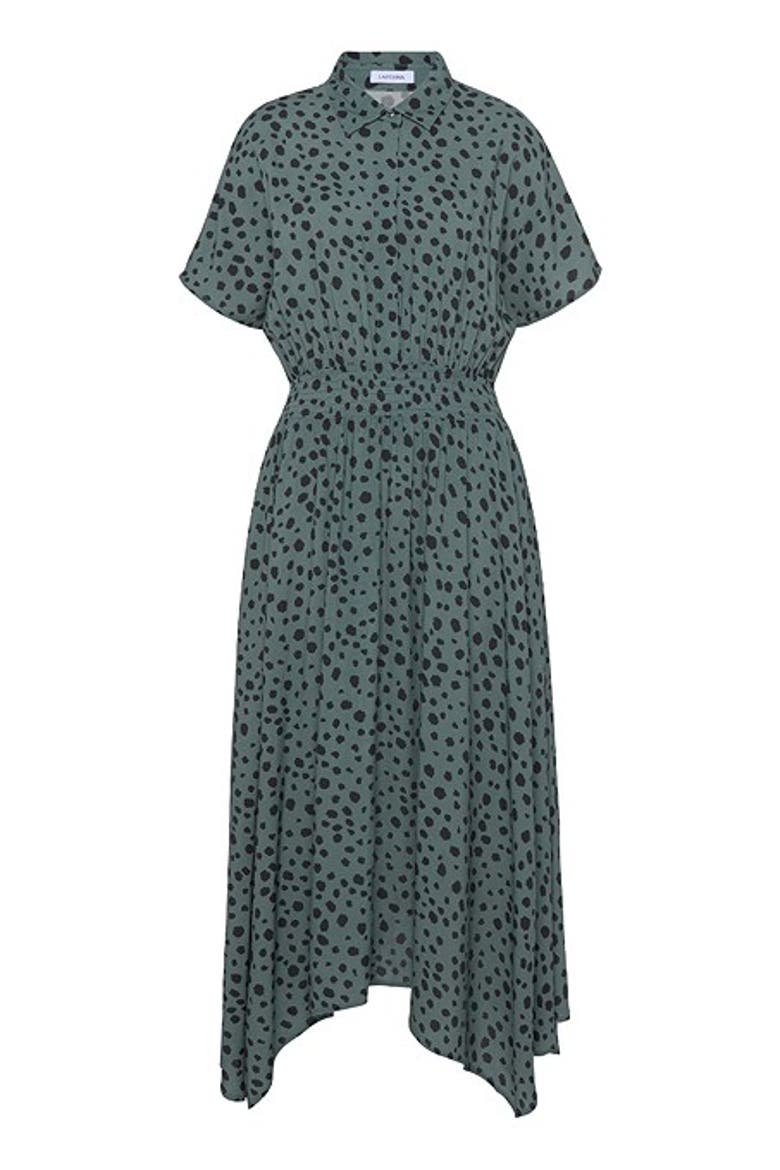 Women's Printed Shirt Collar Dress, Alternate, color, Jade & Black
