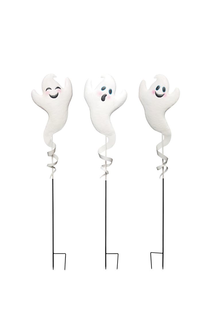 Metal Silly Ghost Set of 3 Halloween Home Decorations, Main, color, White