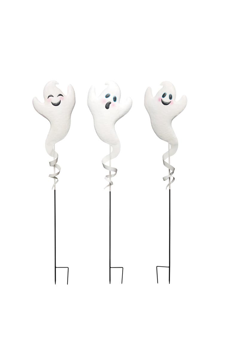 Transpac Metal Silly Ghost Set of 3 Halloween Home Decorations, Main, color, White