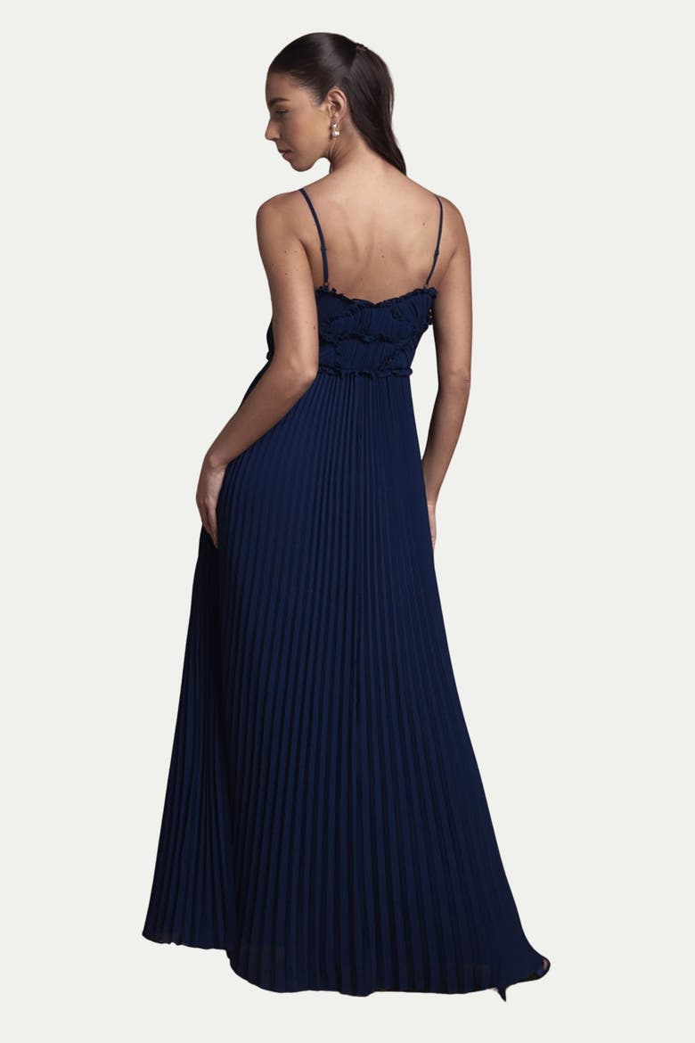 Bridesmaid Dress With Ruffle Detail, Alternate, color, Navy