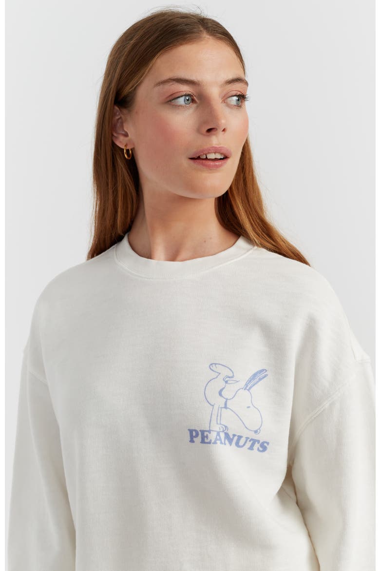 Peanuts Athletics Graphic Cotton Sweatshirt, Alternate, color, Cream