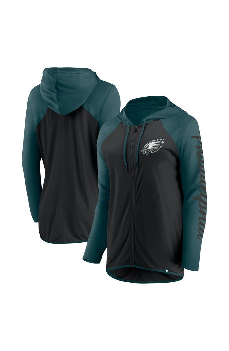 FANATICS Women's Fanatics Black/Midnight Green Philadelphia Eagles Script Full-Zip Hoodie, Alternate, color, 