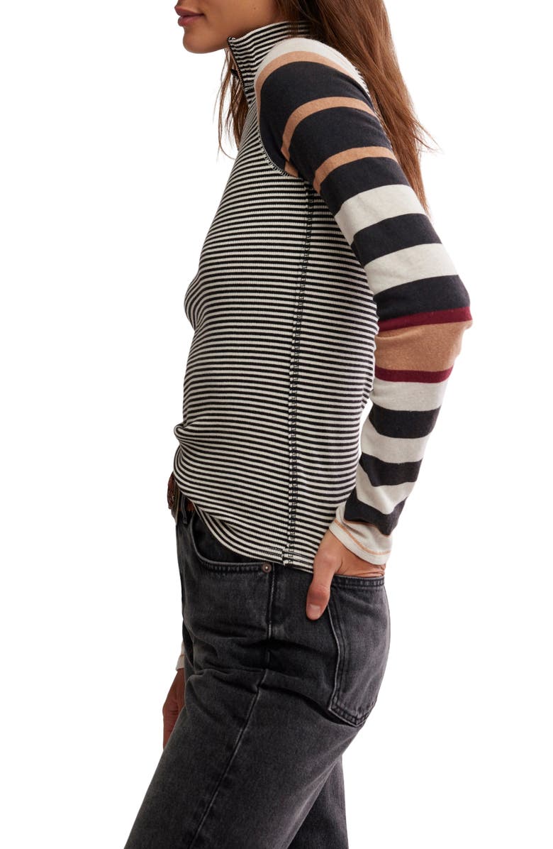 Free People Avery Half Zip Top, Alternate, color, Black Combo