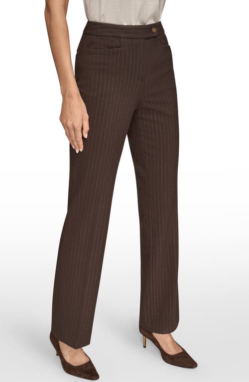 Donna Karan New York Metallic Stripe Straight Leg Pants In Brown