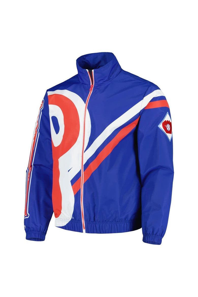 Men's Mitchell & Ness Royal Philadelphia Phillies Exploded Logo Warm Up Full-Zip Jacket, Alternate, color, Royal