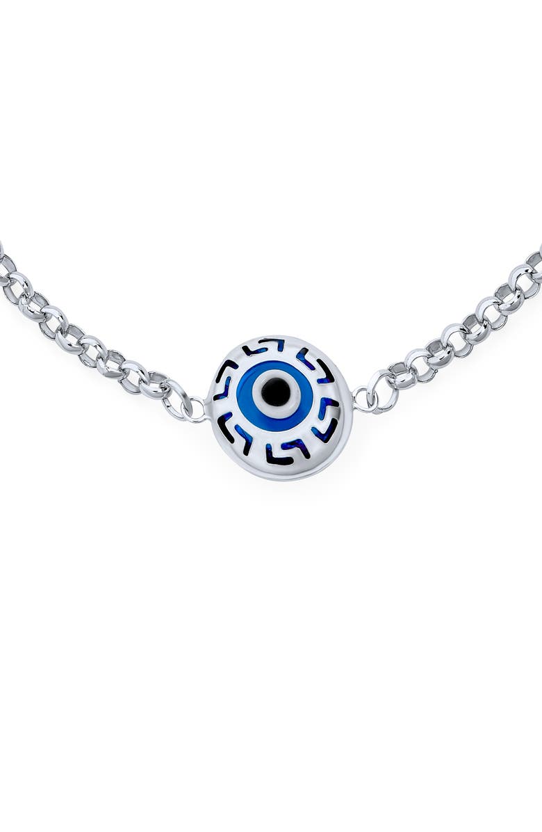 BLING JEWELRY Turkish Evil Eye Station Bracelet, Alternate, color, Blue
