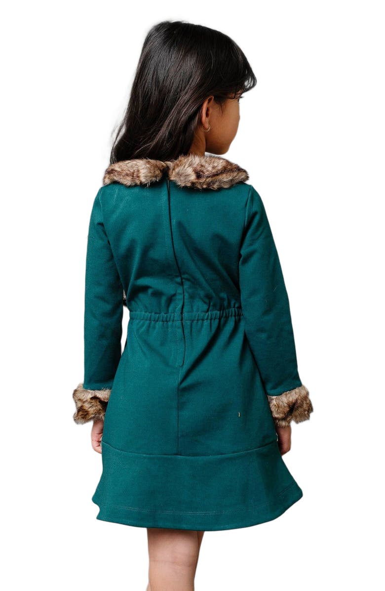 Hope & Henry Girls' Long Sleeve Ponte Dress with Faux Fur, Kids, Alternate, color, 