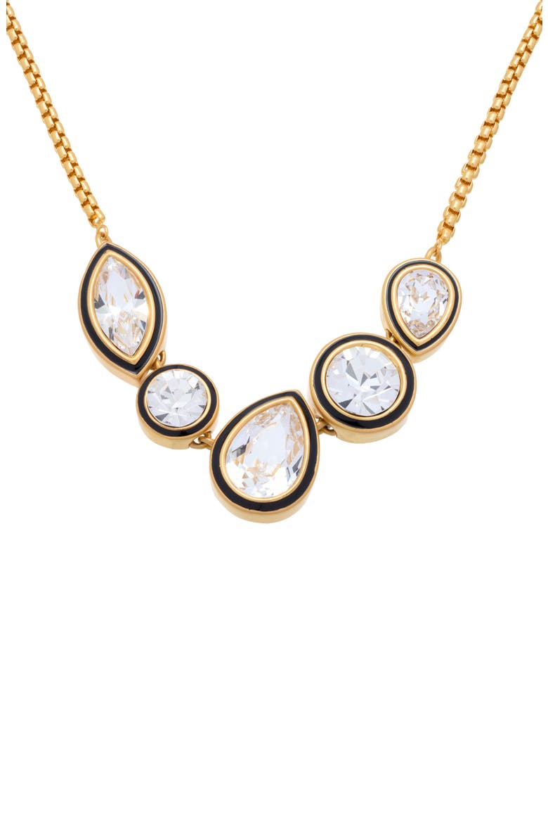 Cristina Mixed Cut Crystal Frontal Necklace, Main, color, GOLD TONE / CLEAR / BLACK