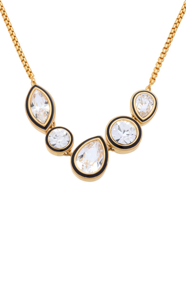 Reiss Cristina Mixed Cut Crystal Frontal Necklace, Main, color, Gold Tone / Clear / Black