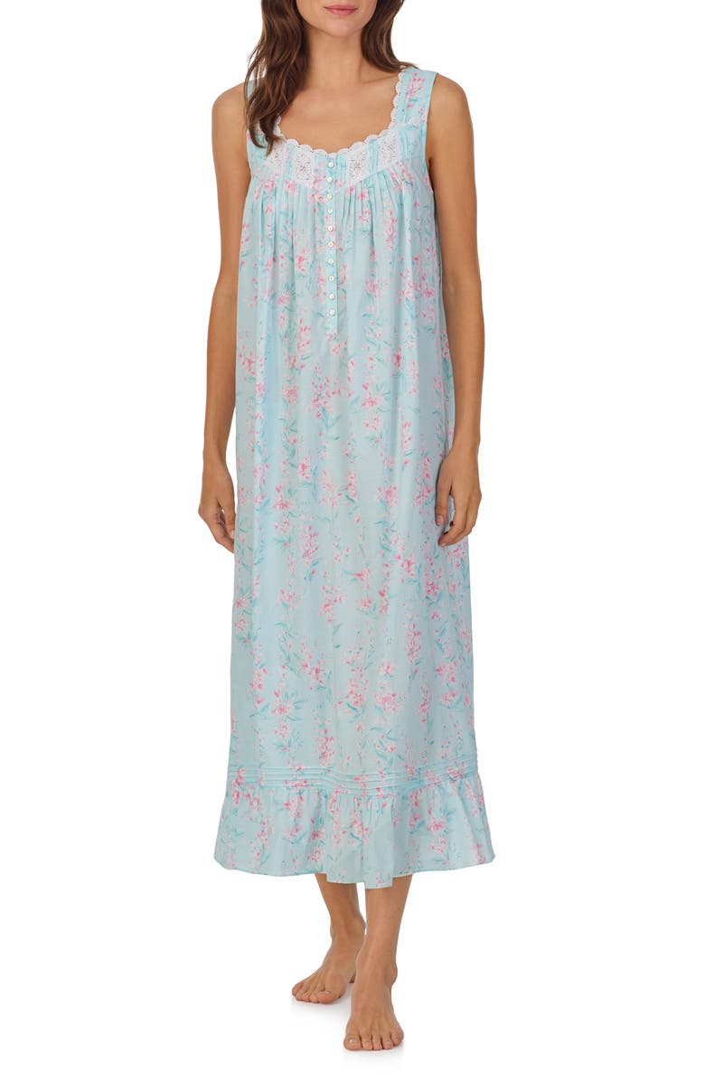 Eileen West Floral Sleeveless Cotton Ballet Nightgown, Main, color, 