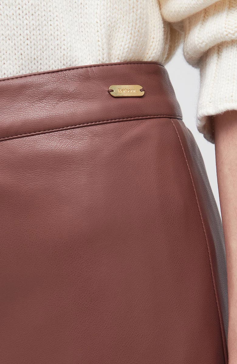 Barbour Alberta Faux Leather Skirt, Alternate, color, Cognac