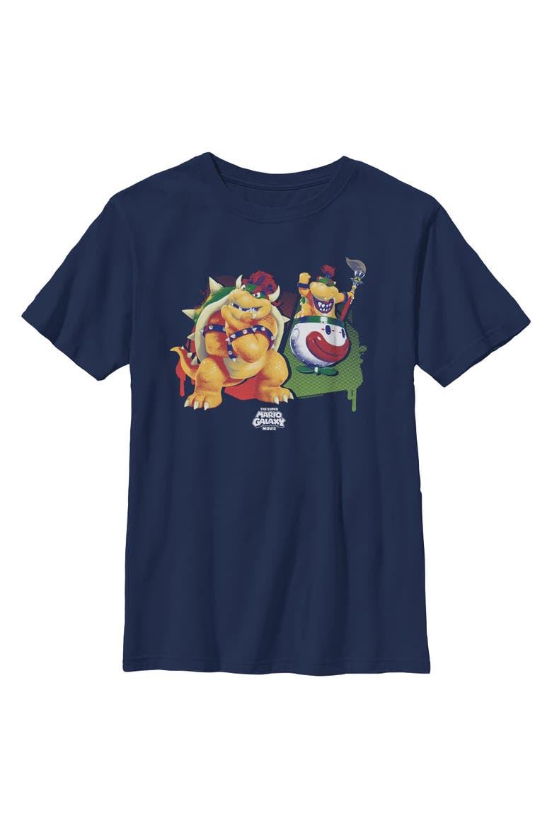 Boy's The Super Mario Galaxy Movie Bowser Dad and Son Bonding  Graphic T-Shirt, Main, color, Navy Blue