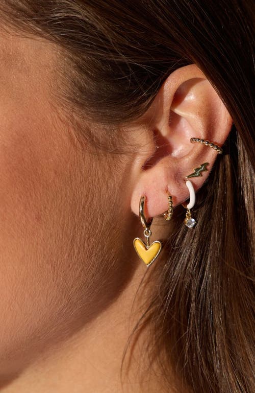 Nickel & Suede Sweetheart Huggie Earrings In Gold