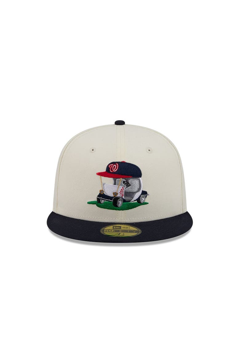 Men's New Era  Cream/Navy Washington Nationals Bullpen Cart 59FIFTY Fitted Hat, Alternate, color, Cream