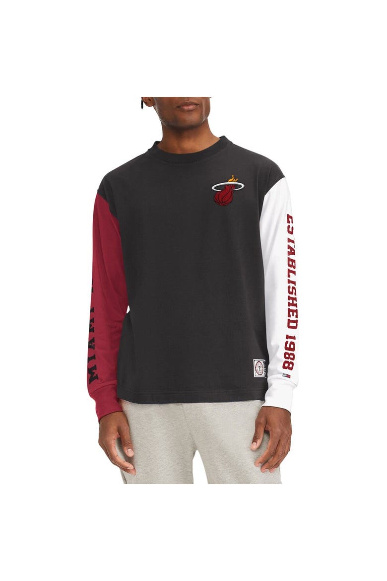 Men's Tommy Jeans Black Miami Heat Richie Color Block Long Sleeve T-Shirt, Alternate, color, Black
