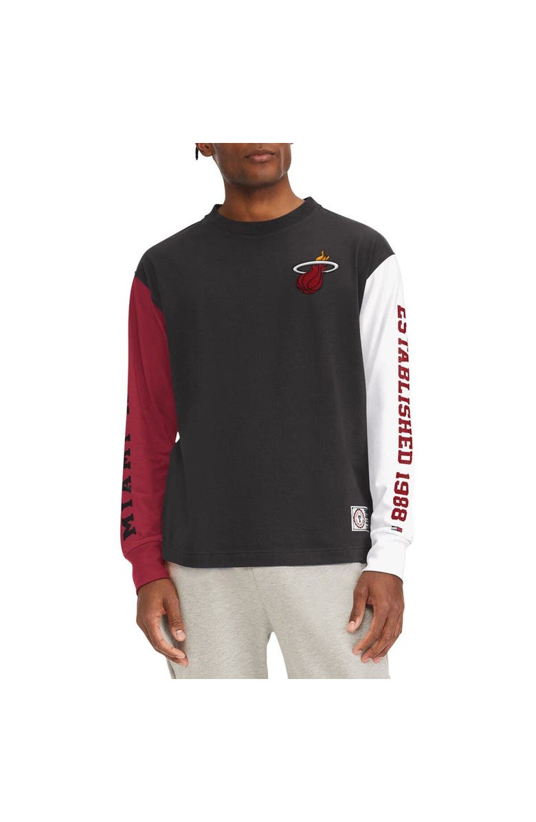 TOMMY JEANS Men's Tommy Jeans Black Miami Heat Richie Color Block Long Sleeve T-Shirt, Alternate, color, 