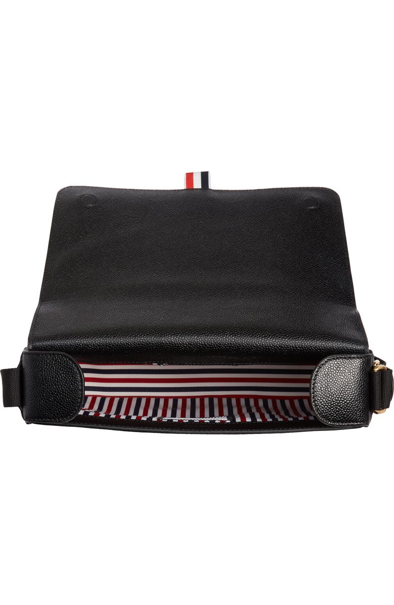 Thom Browne Leather Reporter Bag, Alternate, color, Black