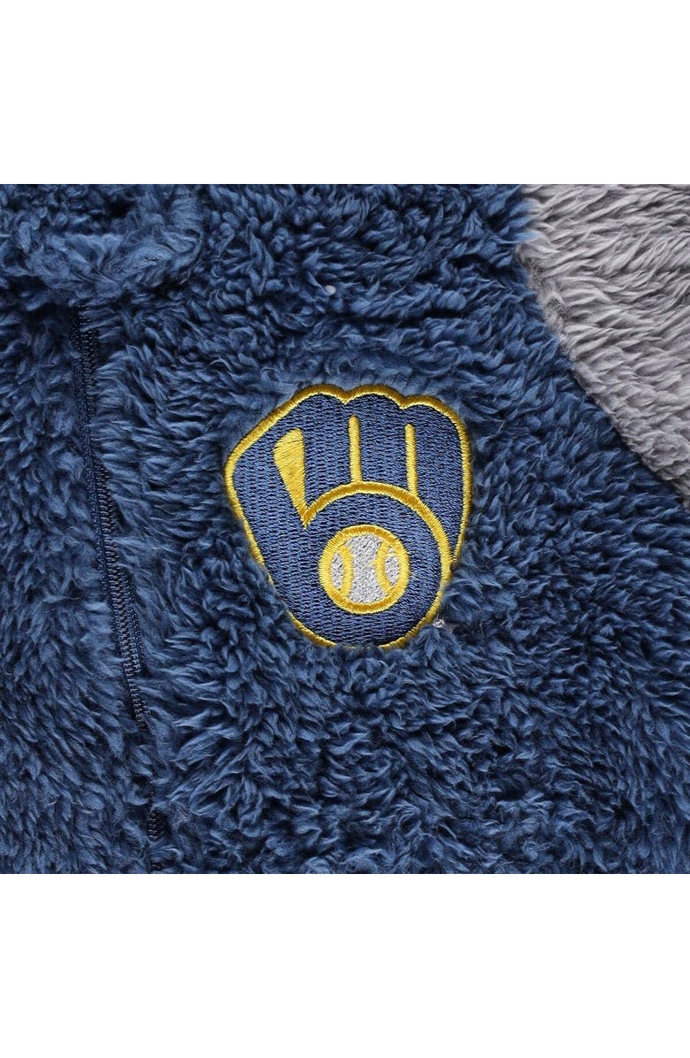 Outerstuff Newborn and Infant Navy/Gray Milwaukee Brewers Game Nap Teddy Fleece Bunting Full-Zip Sleeper, Alternate, color, 