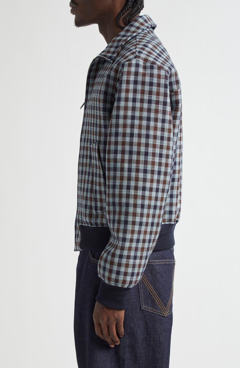 Bottega Veneta Gingham Check Blouson Jacket, Alternate, color, Navy/ Lake/ Maroon