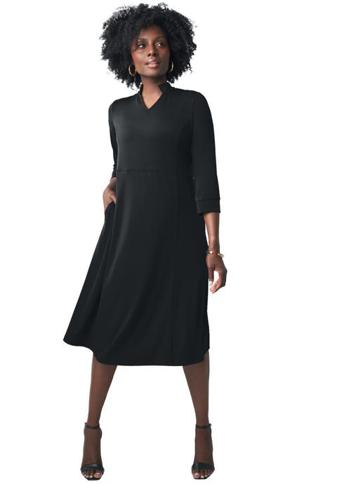 V-Neck Midi Dress (Plus Available)