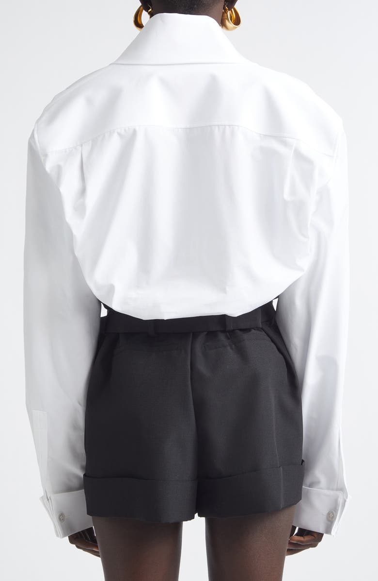 Saint Laurent Lavalliere Plunge Neck Top, Alternate, color, Blanc