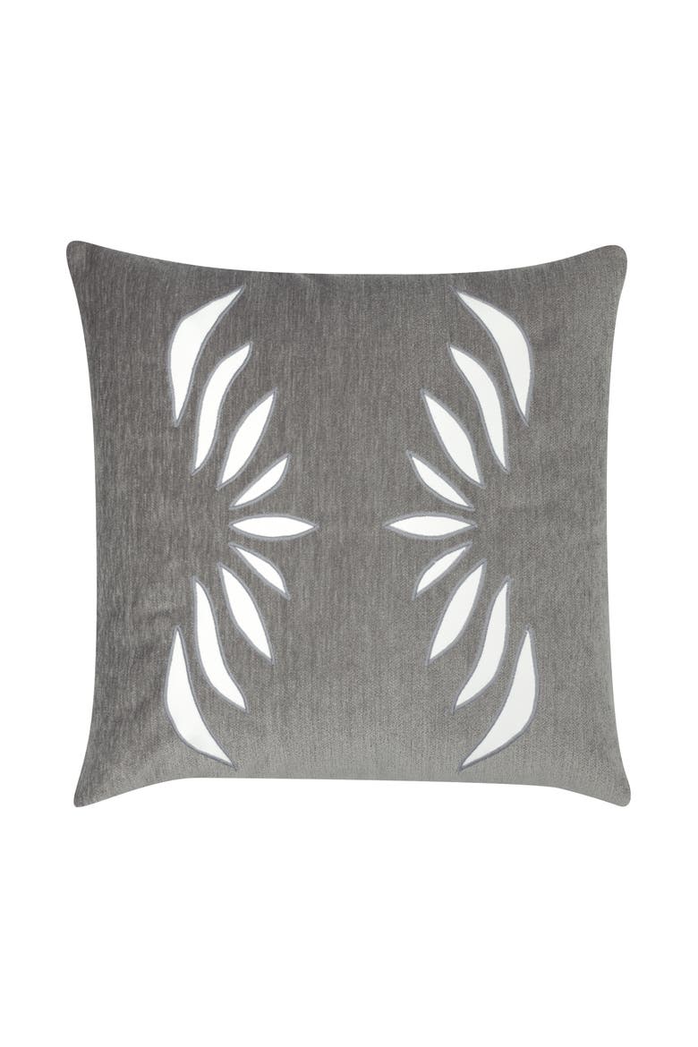 Heritage Velvet Hand Embroidered Cut Out Indoor & Outdoor Woven Accent Pillow, Main, color, Grey