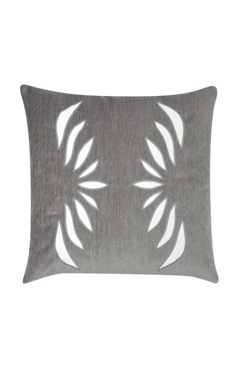 Heritage Velvet Hand Embroidered Cut Out Indoor & Outdoor Woven Accent Pillow
