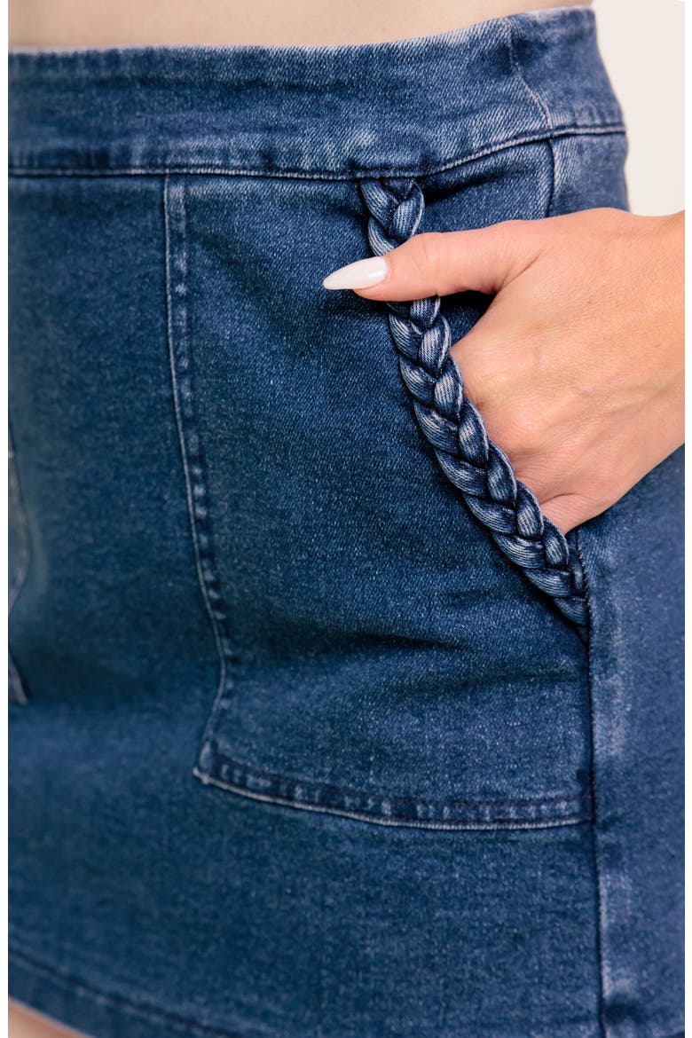 Braided Detail Denim Skort, Alternate, color, MEDIUM INDIGO
