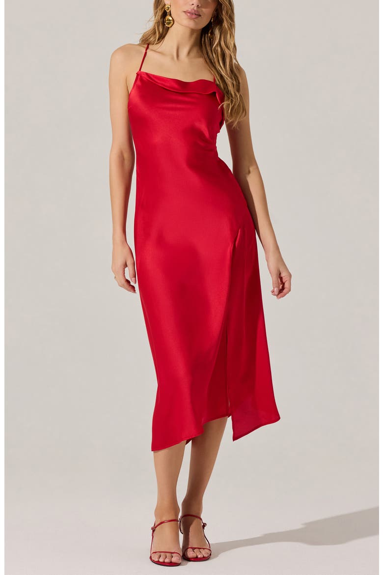 Cowl Neck Slipdress, Alternate, color, RED