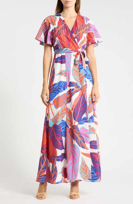 Flutter Sleeve Maxi Wrap Dress