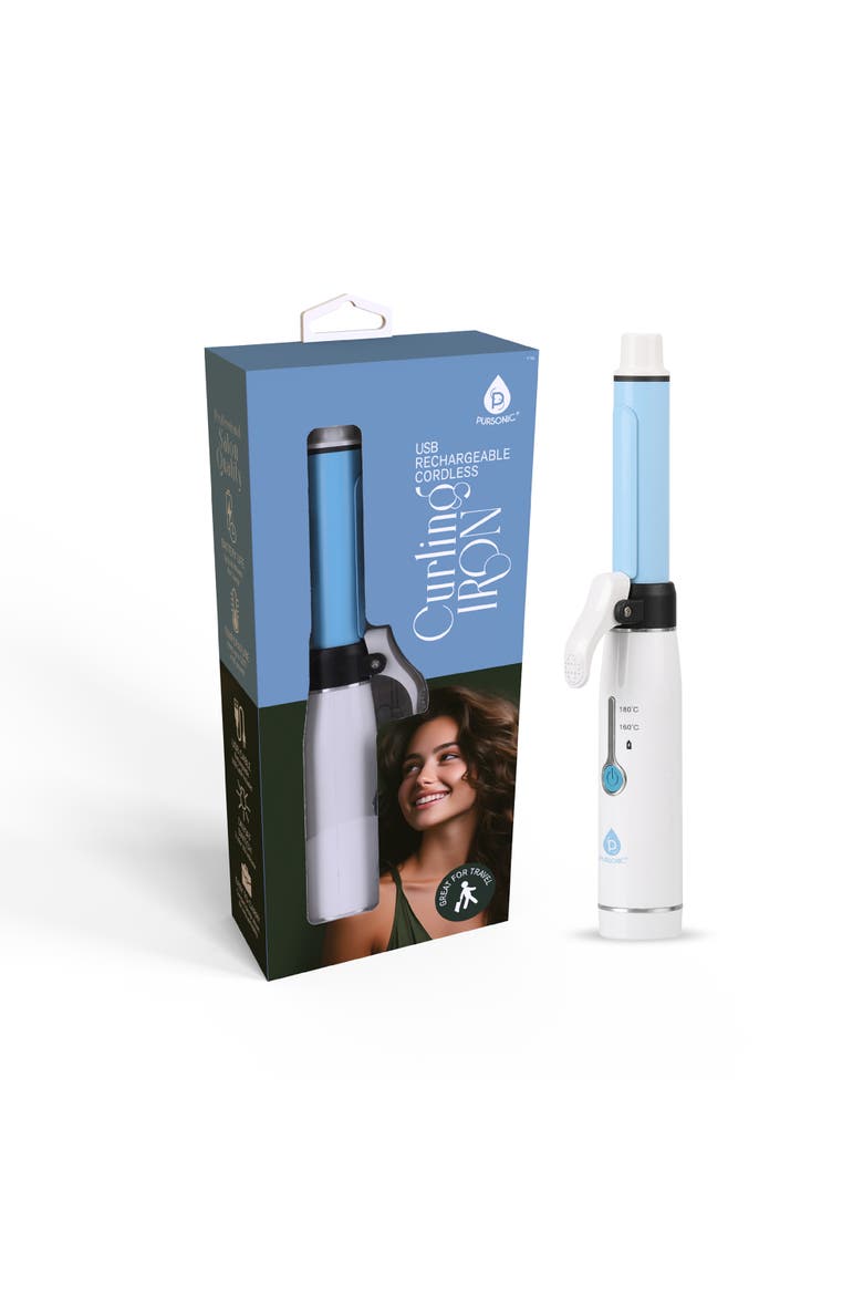 USB Rechargeable Cordless Curling Iron, Alternate, color, Blue