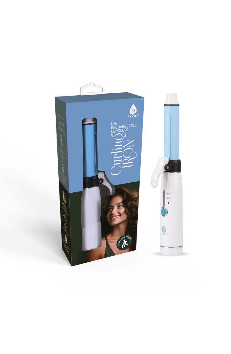 PURSONIC USB Rechargeable Cordless Curling Iron, Alternate, color, Blue
