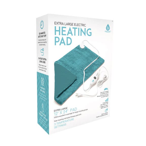PURSONIC Electric Heating Pad in Teal Pattern 