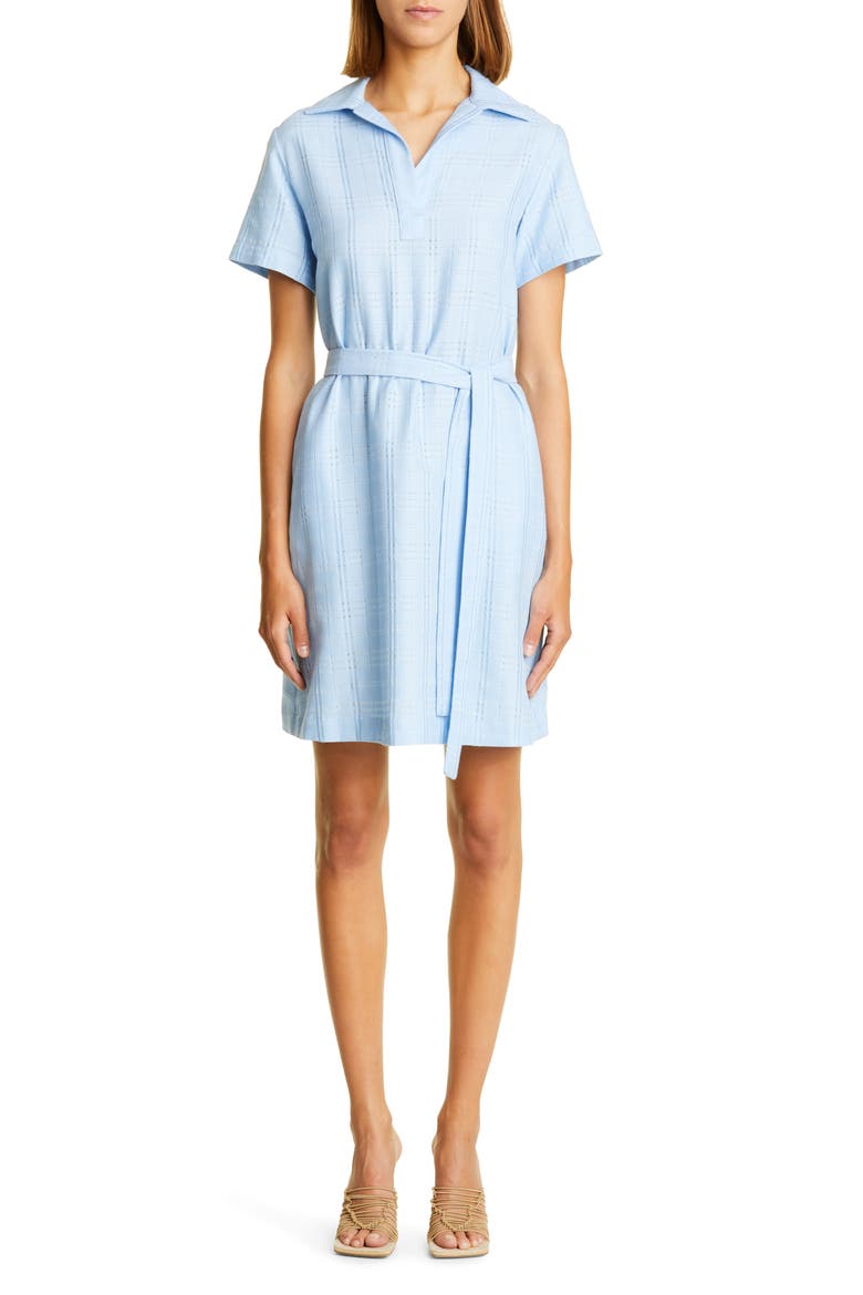 Check Jacquard Cover-Up Polo Shirtdress, Main, color, VINTAGE BLUEAJOURE PIQUE