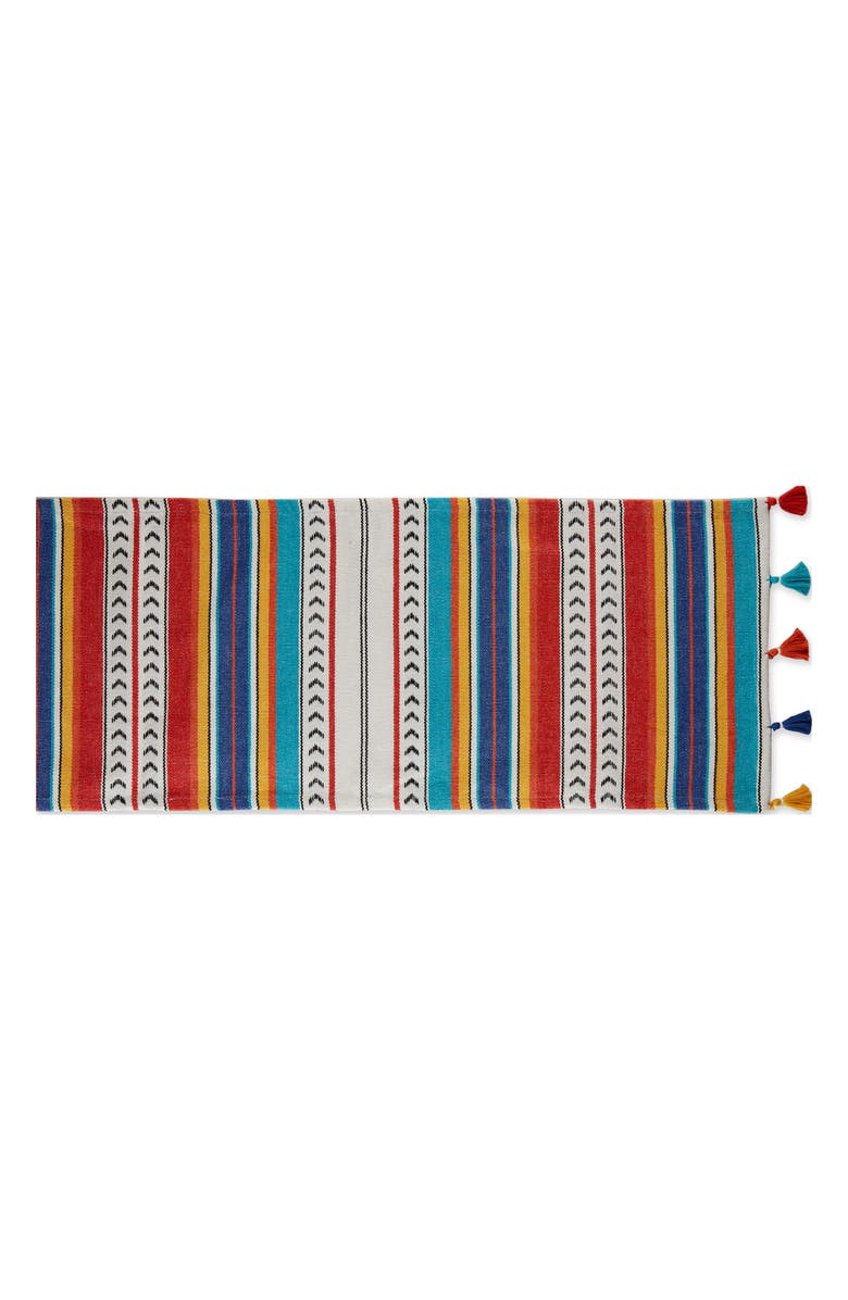Design Imports Picante Stripe Tassel Table Runner, Alternate, color, Multi