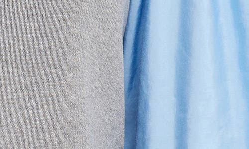 English Factory Layered Mixed Media Top In Heather Grey/blue